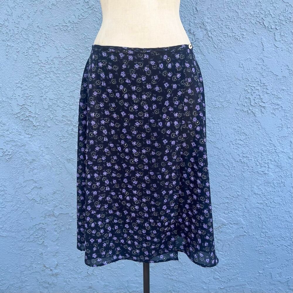 Vintage Ann Taylor Wrap Skirt size 10 floral 90s Midi